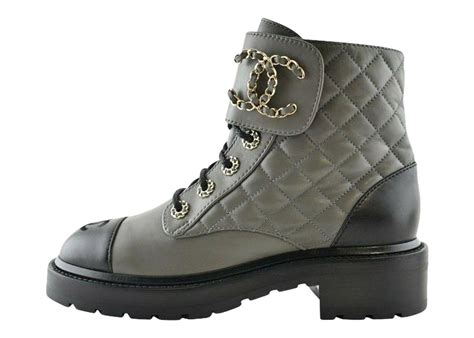 chanel quilted winter boots|Chanel denim combat boots.